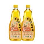 ORGANIC TATTVA, Organic Sunflower Oil, 1 Litre|Unrefined Surajmukhi Tel|Cholesterol & Tran Fat Free|Pesticide & Chemical Free|Pure & Unadulterated|Double Filtered|Expeller-Pressed|Pack Of 2 - Fast UK Delivery
