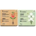 Teabox Organic Ashwagandha Green Tea 50 Teabags & Teabox Organic Jasmine Green Tea 25 Teabags | Sourced From Madurai | For Calm Mind and Relaxation - Fast UK Delivery