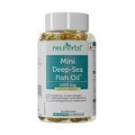Neuherbs Mini Deep Sea Fish oil Omega 3 Capsule 1000mg- 60 Softgels for Men & Women |2X Omega 3 with 360mg EPA & 240mg DHA | Fish oil capsules with Vitamin D3 & E for Muscle, Brain, Heart, Eyes & Joints Support | No Fishy Burps-Lemon Flavour - Fast UK Delivery