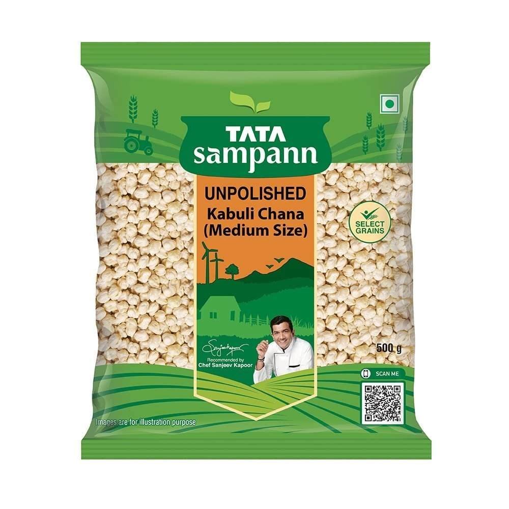 uk61uvPMQKu3L-1.jpg Tata Sampann Unpolished Kabuli Chana, 500 g, (Medium Size) - Fast UK Delivery - Image 1