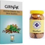 Girnar Detox Green Tea (36 Tea Bags) + Jyoti Ben's Namkeen Mathri 250g - Fast UK Delivery