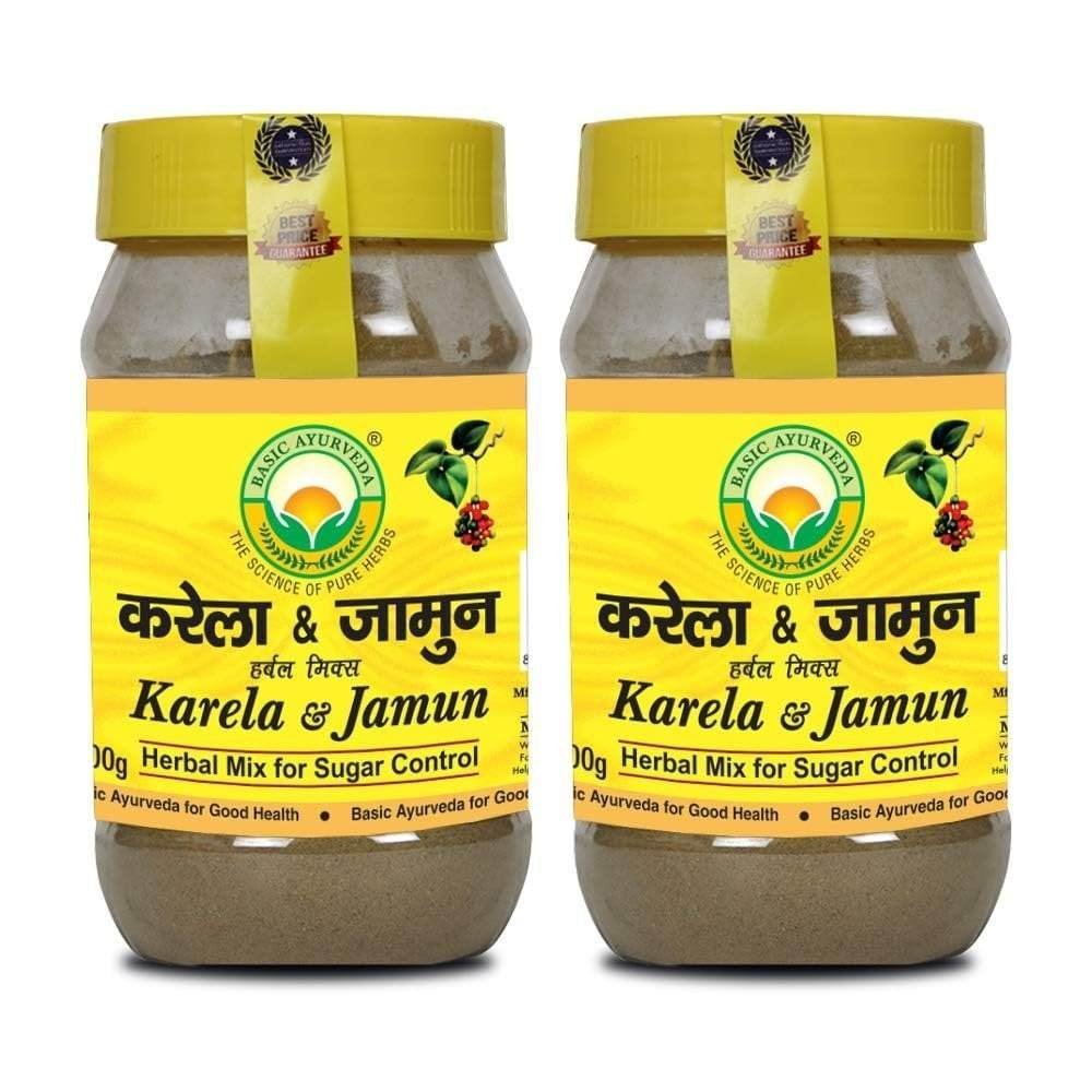uk61vHtbYB8LL-1.jpg Basic Ayurveda Karela & Jamun Herbal Mix Powder | Ayurvedic Supplements For Hepls Blood Sugar, Weight Management & Immune Support | Enhance Your Health - 200G (Pack Of 2) - Fast UK Delivery - Image 1