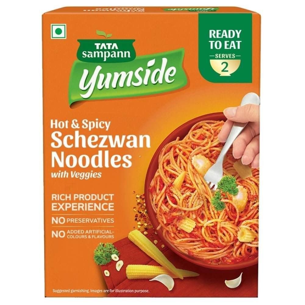 uk61vY9-7qaTL-1.jpg Tata Sampann Yumside Instant Schezwan Veg Noodles, 285g, Ready to Eat Food, Ready in 60 secs, NO Preservatives, NO Added Artificial Colours & Flavours, Pack of 1 - Fast UK Delivery - Image 1