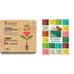 Teabox Organic Ashwagandha Green Tea 50 Teabags & Teabox Green Tea Sampler Bags 20pcs (2pcs X 10 flavors) - Fast UK Delivery