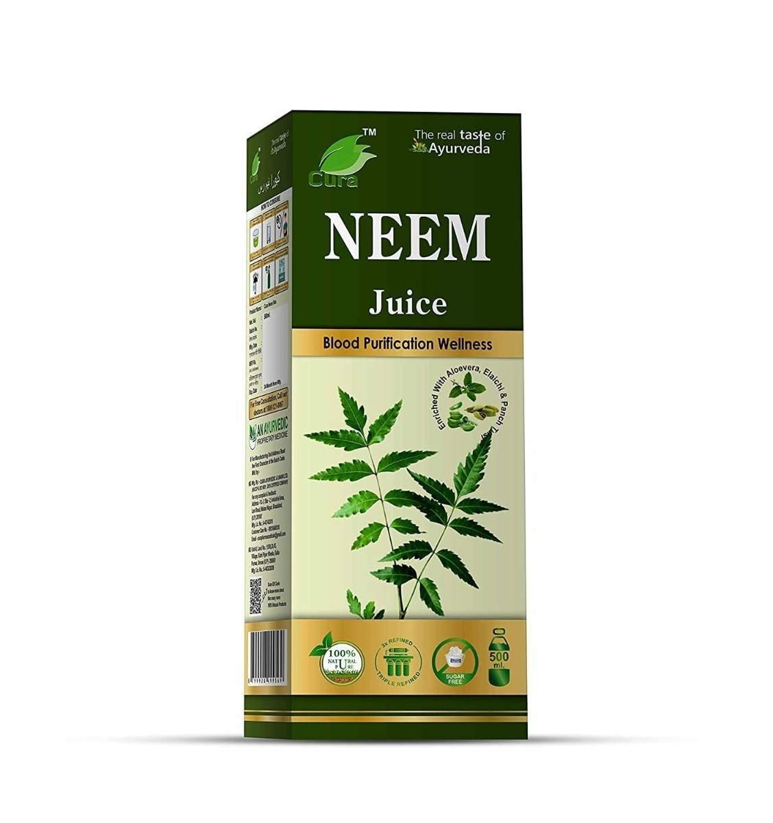 uk61w34ReLhIL-1.jpg Cura Neem Ras | Neem Ras for Healthy Skin | Natural Blood Purifier | (500) ml Pack of 2 - Fast UK Delivery - Image 1