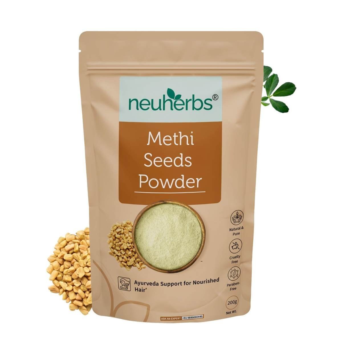uk61yVRKT0fL-1.jpg Neuherbs Methi Seeds Powder 200 grams (Pack of 1) For Men & Women | Pure & Natural Powder for Hair Growth and Nourishment | Cruelty & Paraben Free | With No Artificial Colour & Additives - Fast UK Delivery - Image 1
