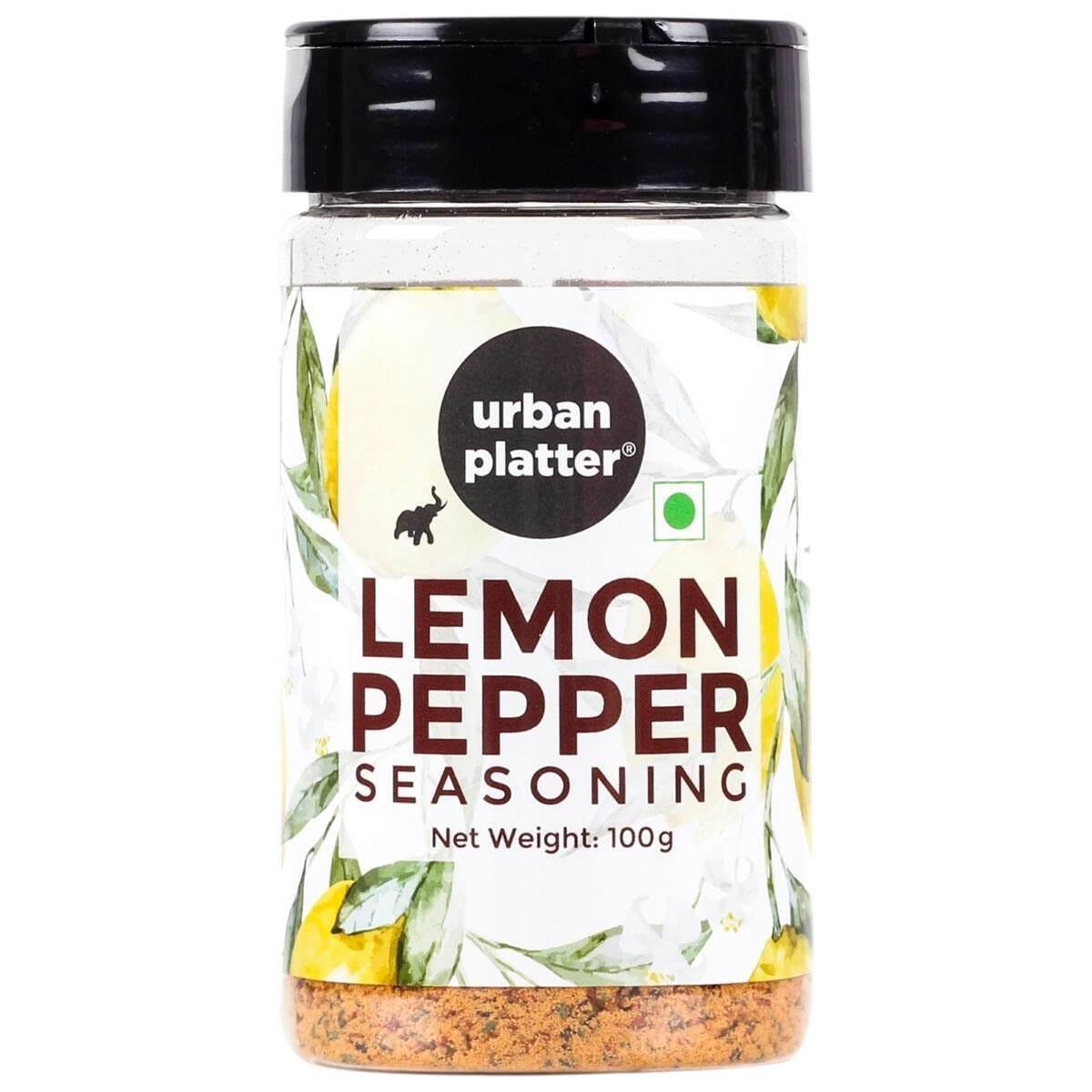 uk61yaK5g6YsL-1.jpg Urban Platter Lemon Pepper Seasoning Mix Shaker Jar, 100g (Sprinkle on Veggies, Salads and Anything of The Grill | Flavour Enhancer) - Fast UK Delivery - Image 1
