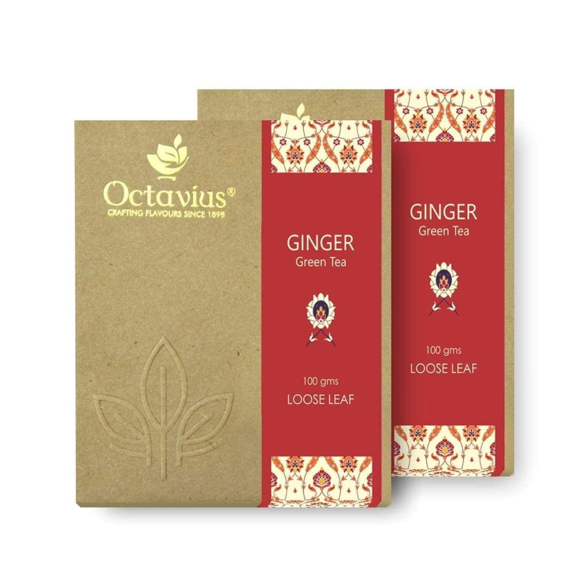 uk61yaKmI70dL-1.jpg Octavius Ginger Wellness Detox Loose Leaf Green Tea - 100 Gms (Pack of 2) - Fast UK Delivery - Image 1
