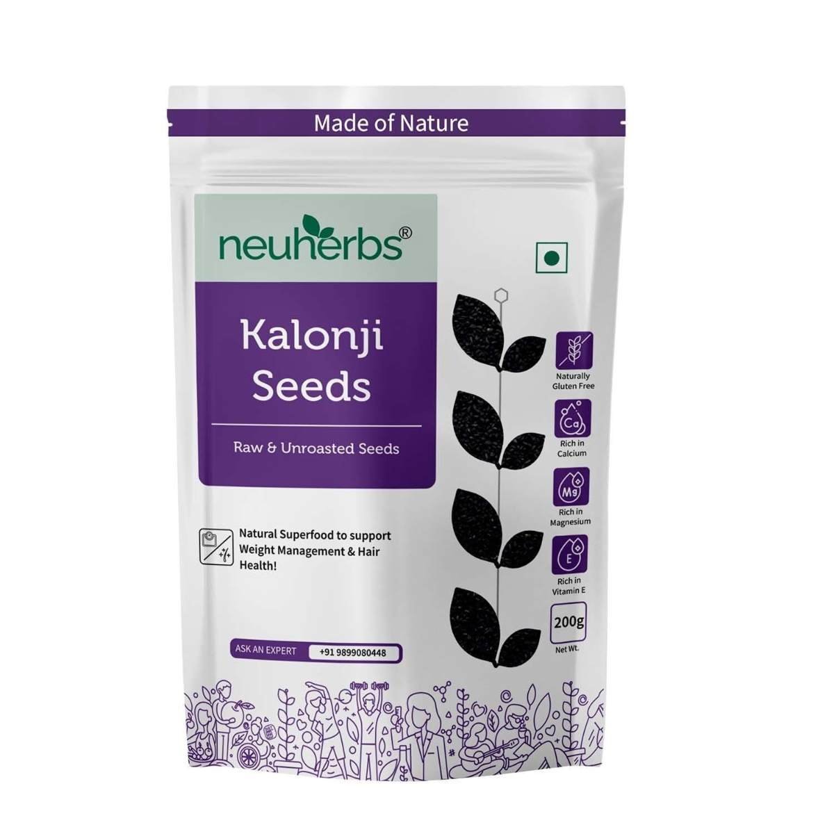 uk61ysVIA6eyL-1.jpg Neuherbs Raw & Unroasted Kalonji Seeds To Support Weight Management | Seeds For Hair Growth | 100% Natural Superfood - 200g - Fast UK Delivery - Image 1