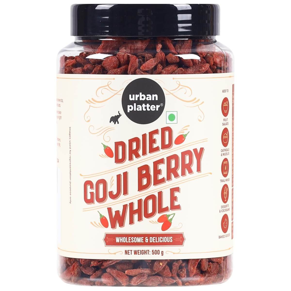 uk71-dvRQTYlL-1.jpg Urban Platter Goji Berries, 500g (Unsweetened | Garnish or Add to Fruit Salads, Oatmeal, Mueslis, Trail Mixes, Ice Creams, Baked Goods) - Fast UK Delivery - Image 1
