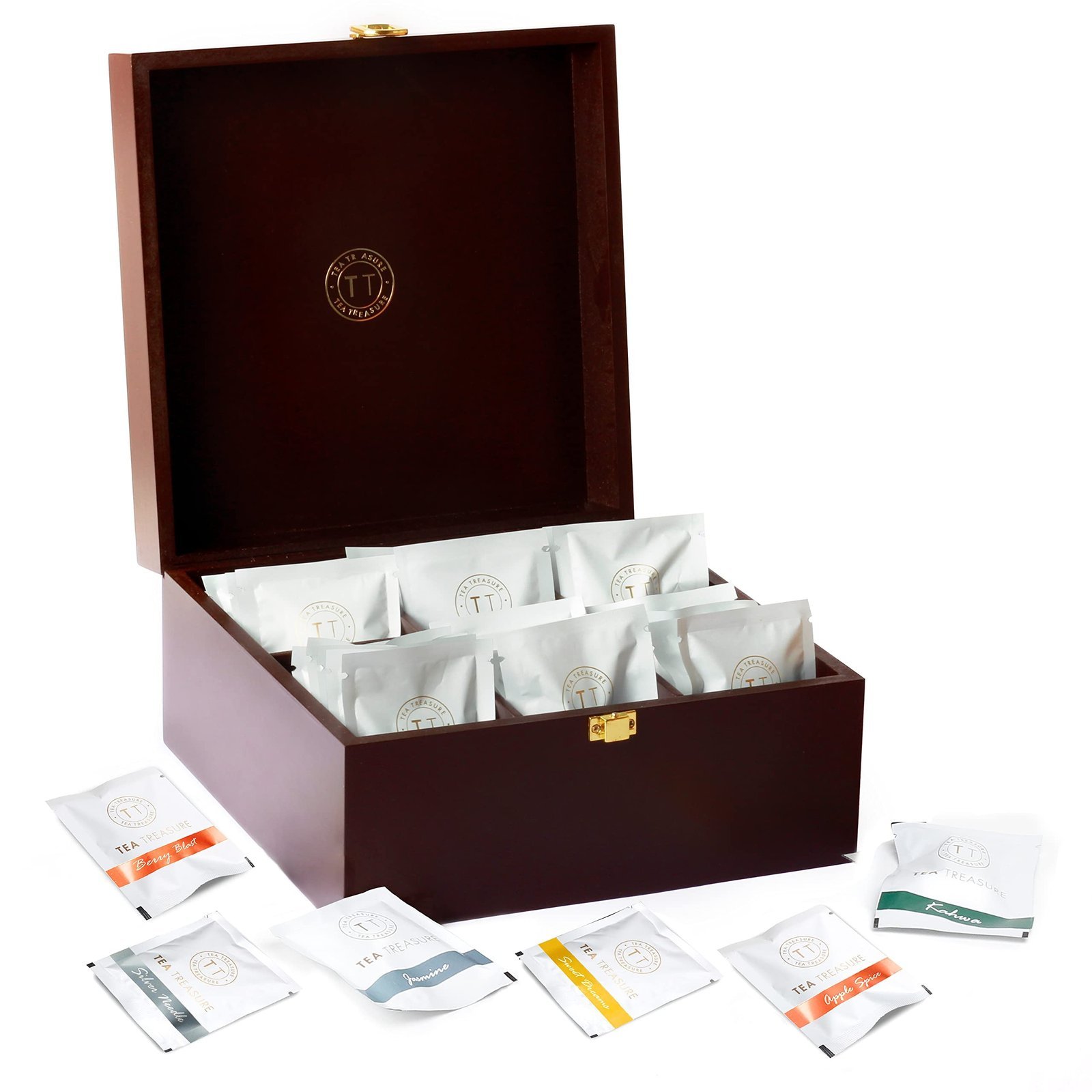 uk71-rXMXjpzL-1.jpg Tea Treasure Wooden Tea Chest - 60 Pyramid Tea Bags - Fast UK Delivery - Image 1