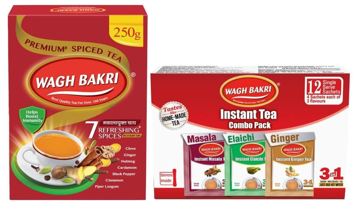 uk710O84P6iL-1.jpg Wagh Bakri Instant Tea Premix Combo, 168g & Wagh Bakri Spiced Tea, 250g - Fast UK Delivery - Image 1