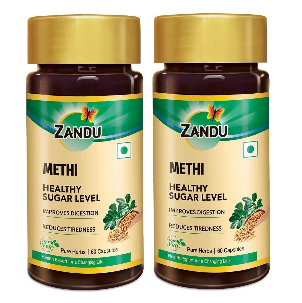 uk710XnIwoJGL-1.jpg Zandu Methi Capsules (Fenugreek), Extracts of Methi (60 Veg Capsules x 2) - Fast UK Delivery - Image 1