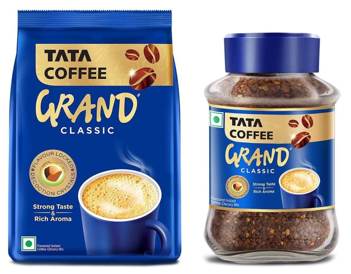 uk711imuGssDL-1.jpg Tata Coffee Grand Classic Instant Coffee| With Flavour Locked Decoction Crystals | 95g Jar & Tata Coffee Grand Classic Instant Coffee| With Flavour Locked Decoction Crystals | 100g Pouch - Fast Shipping to USA & Canada - Image 1