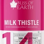 Bliss of Earth Milk Thistle Capsules, Liver Support Supplement, 60 Count, 500mg Pure Extract Per Serving, Organic, Non-GMO, 500mg, Vegan-Friendly - Fast UK Delivery