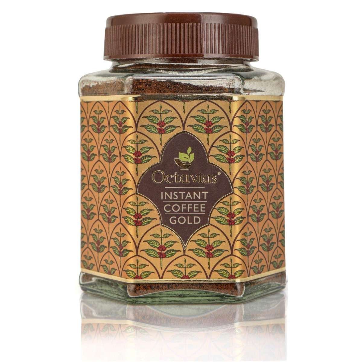 uk712rW09duTL-1.jpg Octavius | Gold Instant Coffee -100 Gm Glass Jar | 100% Pure Arabica Beans | Roasted Coffee Beans | Rich Aroma | Strong Coffee | Espresso, Latte & Cappuccino | Hot And Cold Coffee | 100 Gm Jar - Fast UK Delivery - Image 1