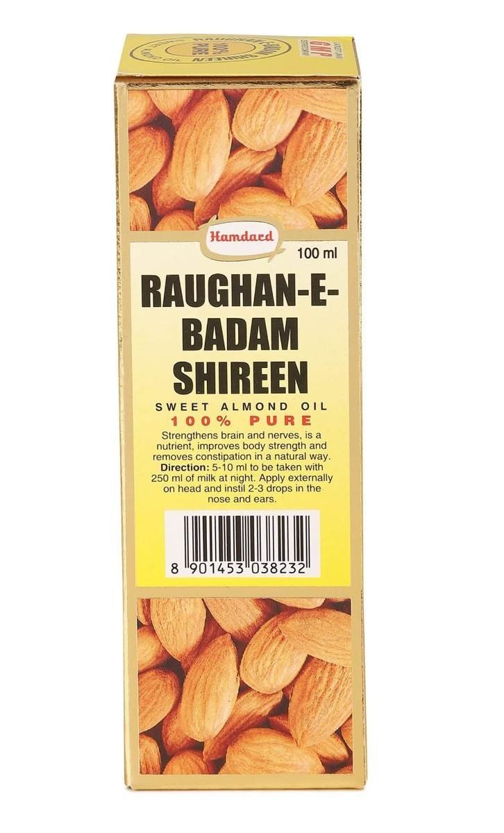 uk712xaMVFBKL-1.jpg Hamdard RAUGHAN-E-BADAM SHIREEN Sweet Almond Oil for Body, Skin & Hair | 100ml | Natural Almond Oil | Helps Enhance Memory | Helps Relieve Constipation | Helps Build Stronger Muscles | Pack of 2 - Fast UK Delivery - Image 1