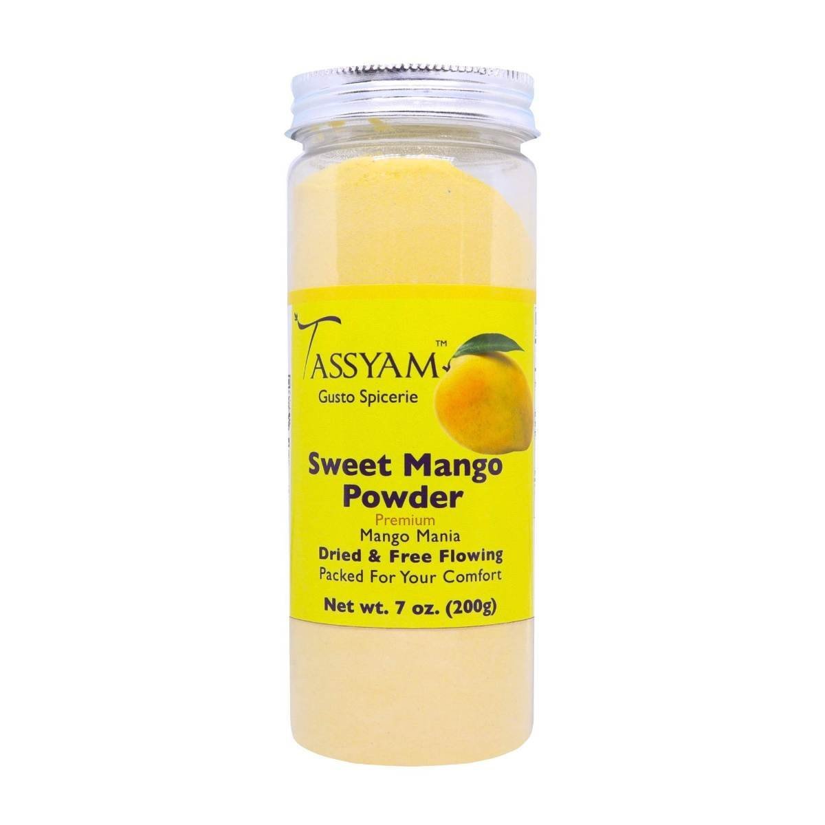 uk714AfEKwmRL-1.jpg Tassyam Sweet Mango Nectar Powder 200g Bottle | Vegan & Natural (Contains No Sugar, Not Amchur) - Fast UK Delivery - Image 1