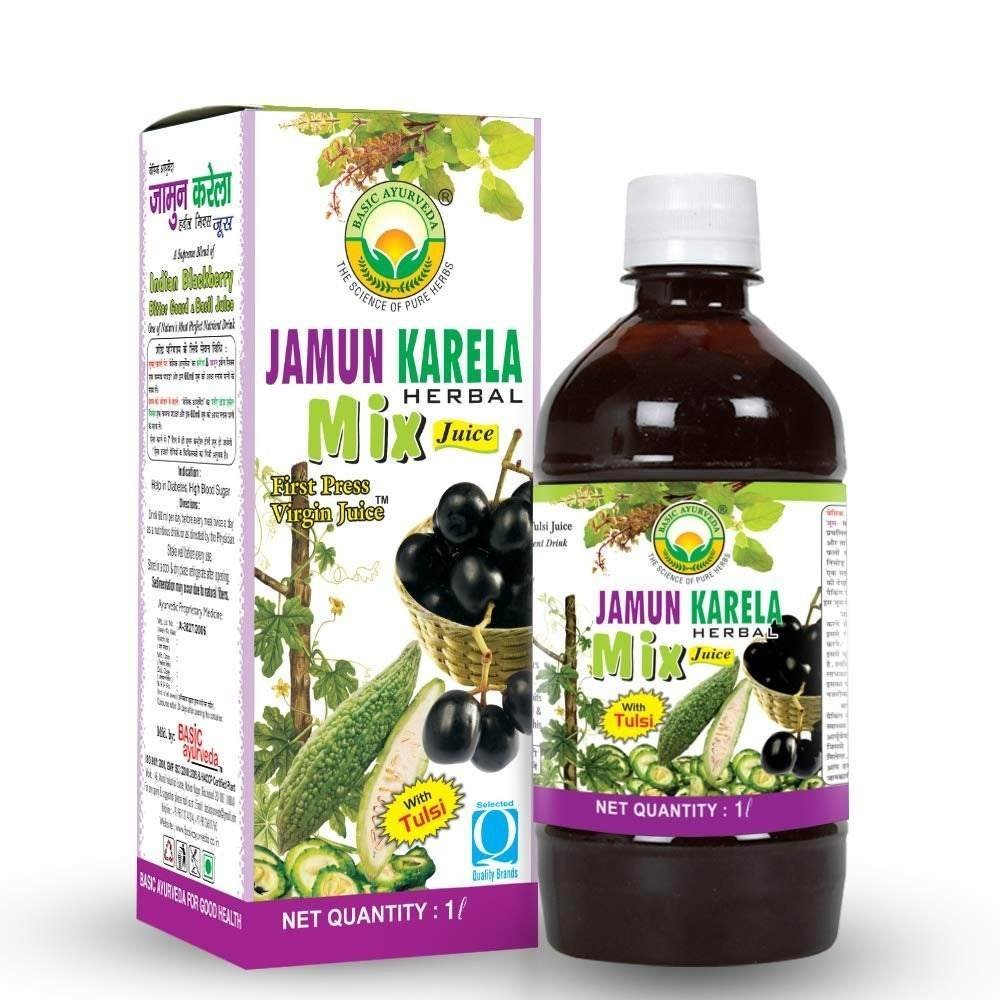 uk714ygvlkM-L-1.jpg BASIC AYURVEDA Jamun Karela Herbal Mix Juice 1L Helps Control Blood Sugar Level and Lower Bad Cholesterol - Fast UK Delivery - Image 1
