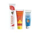 Vicco Mera Health Pack - 1 Vicco Vajradanti Paste Regular Flavour (200g) + 1 Vicco Turmeric Cream (70g) + Vicco Turmeric Face Wash (70g)