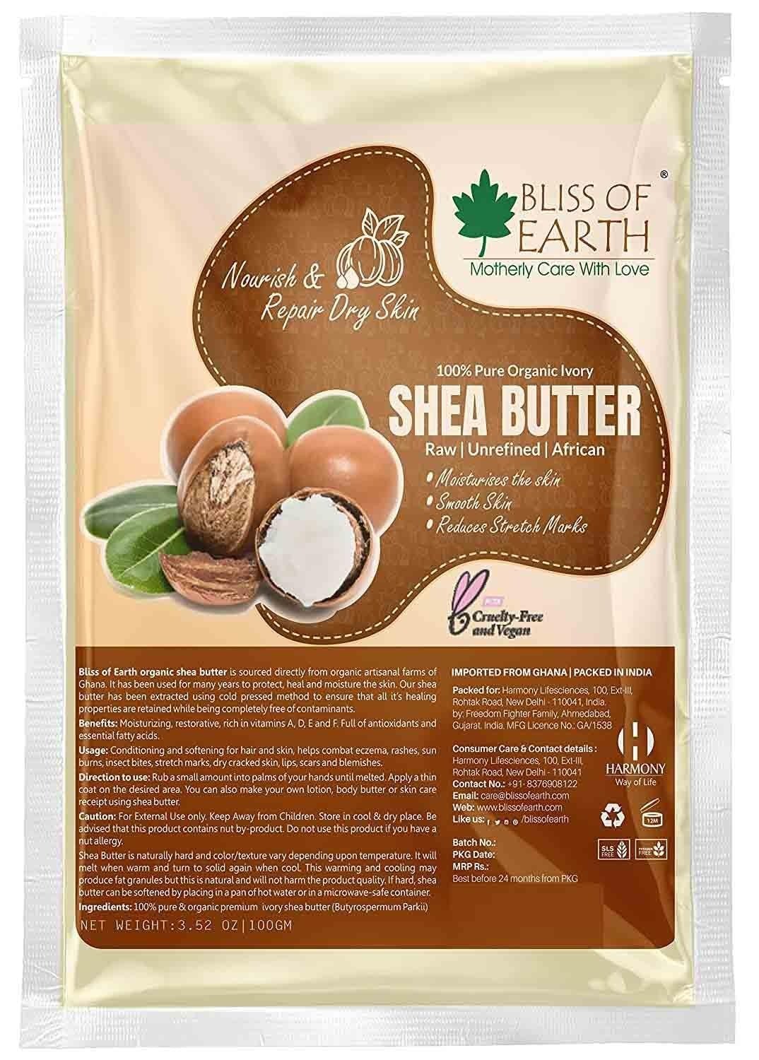 uk718x9kUqY0L-1.jpg Bliss of Earth Organic Raw Shea Butter, 100% Raw and Unrefined Shea Butter, Shea Butter for Hair & Skin, 100% Pure and Natural, Deep Moisturizing, 100 g, Ivory - Fast UK Delivery - Image 1