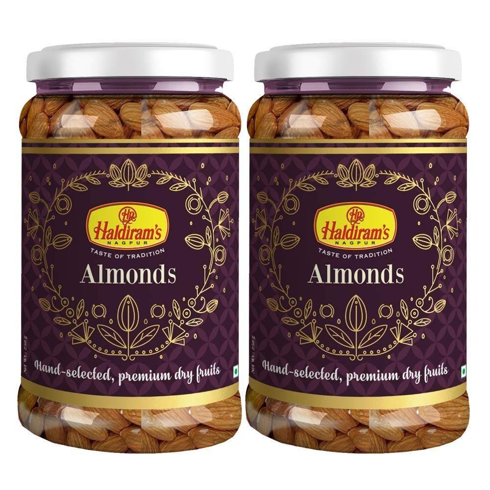 uk719ekBmhx0L-1.jpg Haldiram's Nagpur Almond 500 g Jar (250 g x Pack of 2) - Fast UK Delivery - Image 1