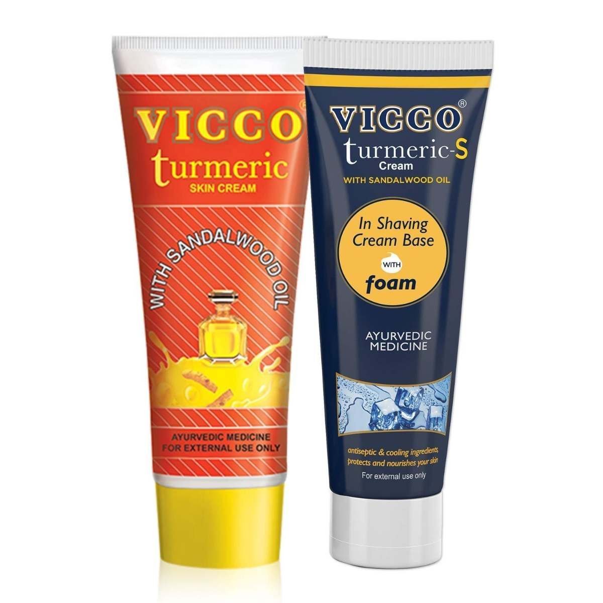 uk71A0WCtY8yL-1.jpg Vicco Pack of Turmeric Skin Cream-70 g + Vicco Shaving Cream-S-70 g - Image 1