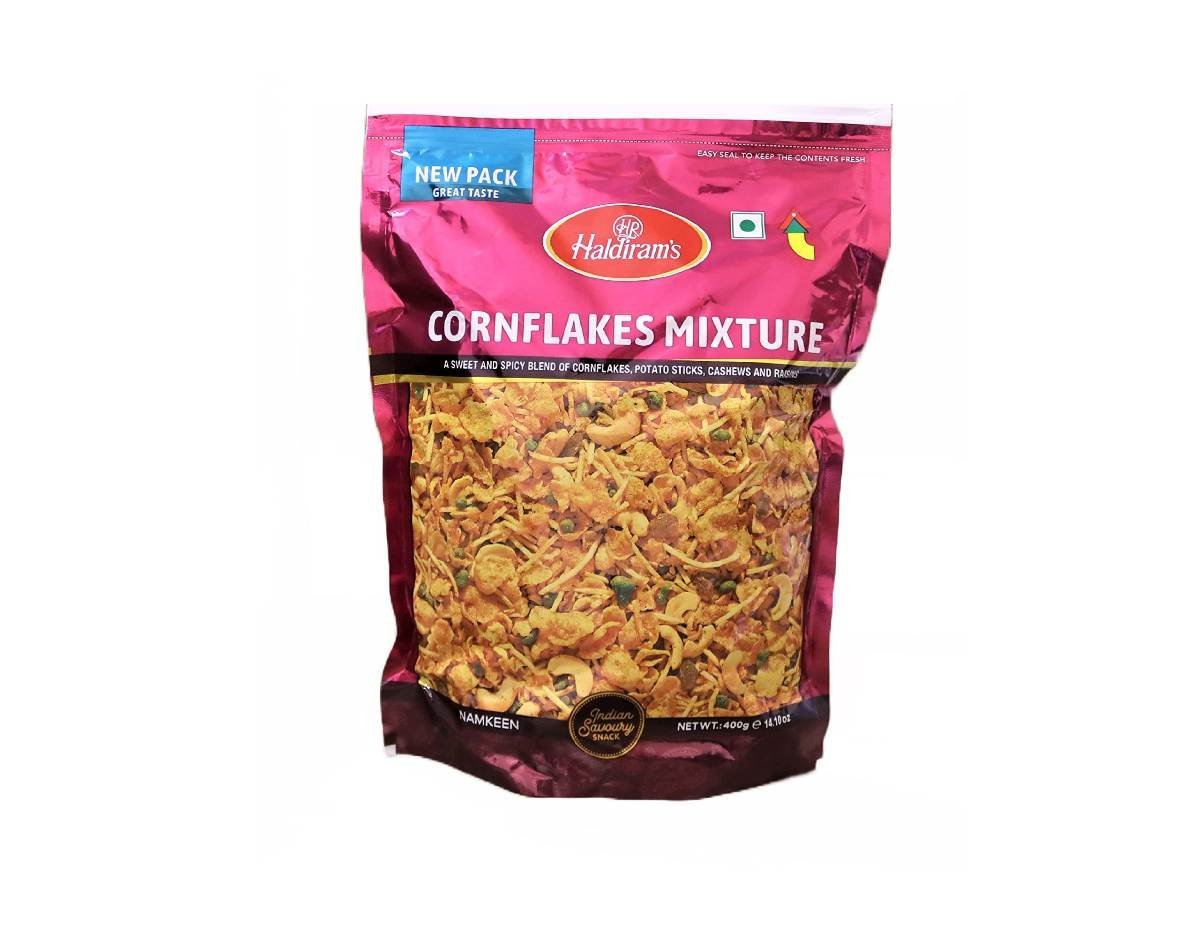 uk71ALX2maWzL-1.jpg Haldiram's Corn Flakes Mixture, 400g - Fast UK Delivery - Image 1