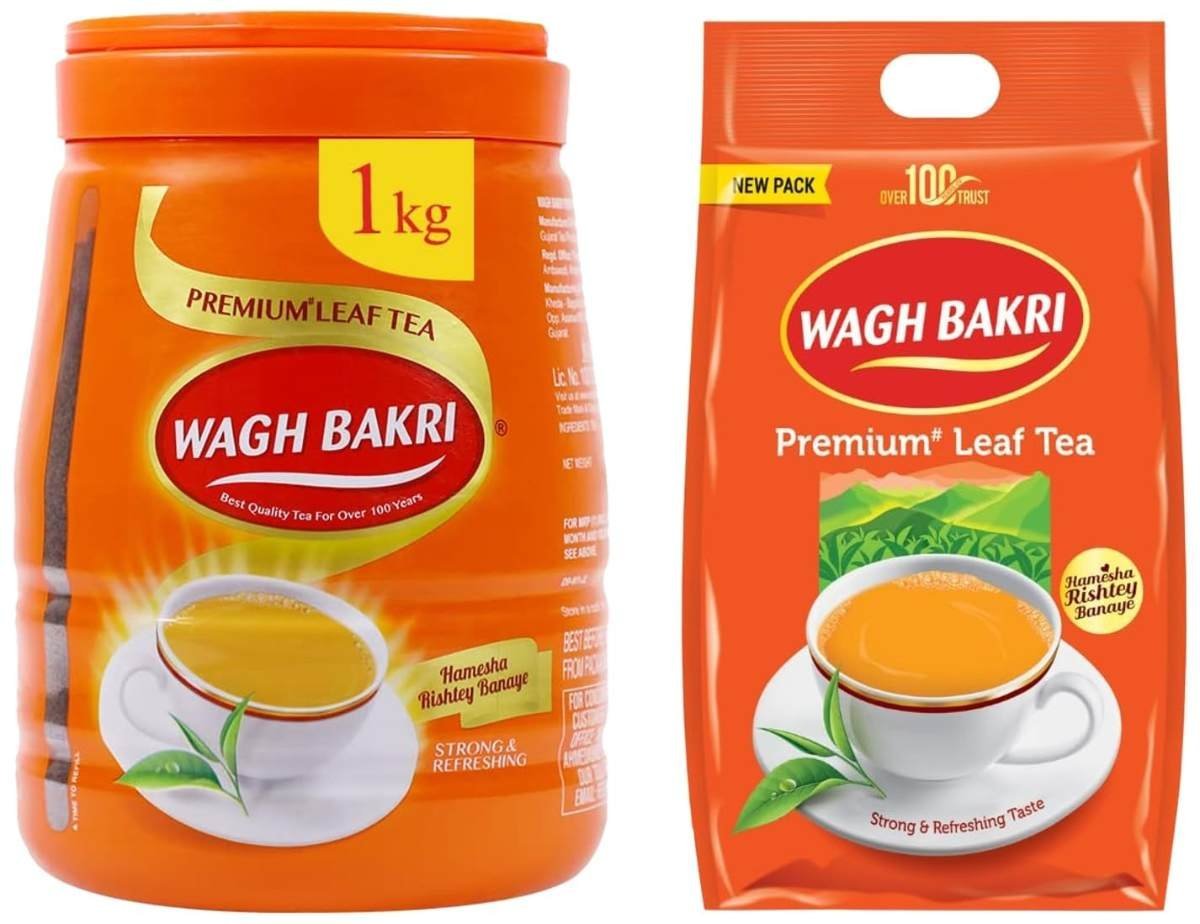 uk71BLBaIAhfL-1.jpg Wagh Bakri Premium Leaf Tea Jar, 1kg and Wagh Bakri Premium Leaf Tea Poly Pack, 1kg - Fast UK Delivery - Image 1
