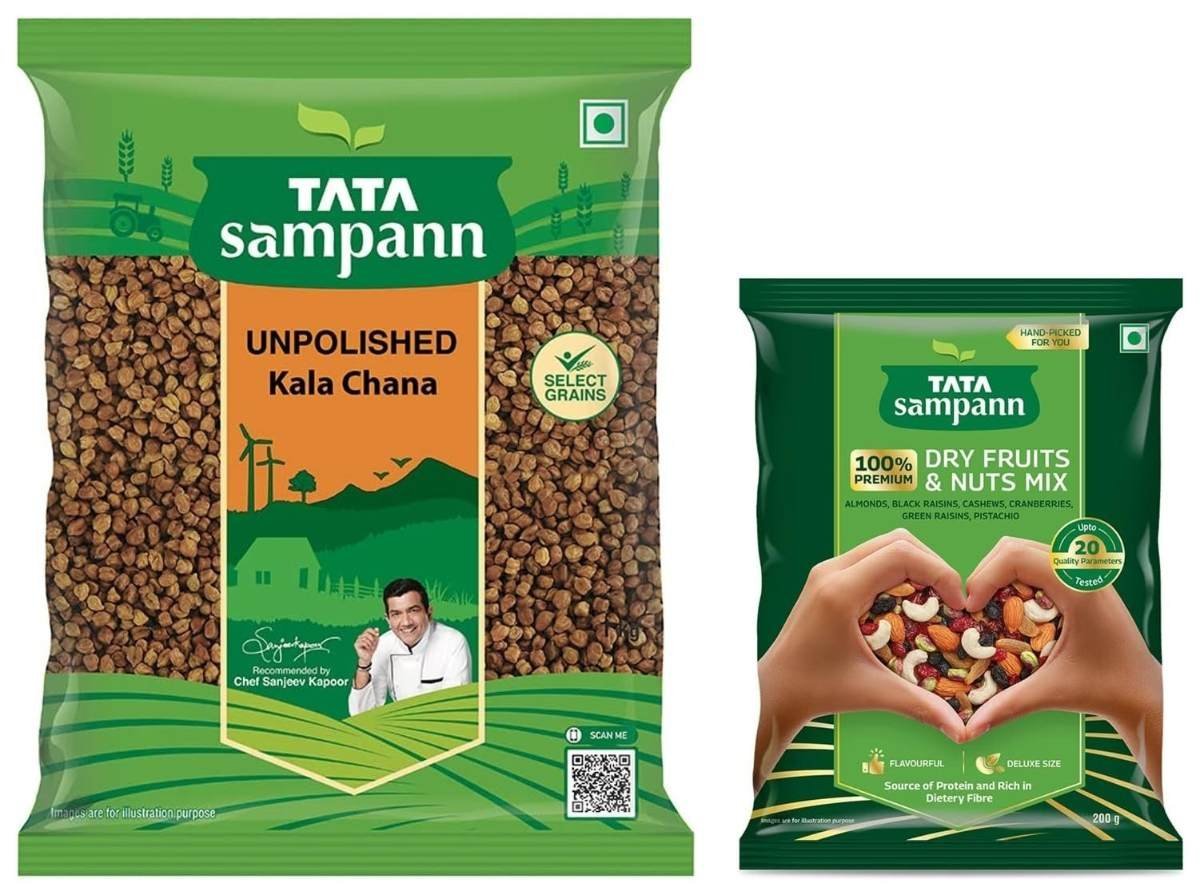 uk71Bw62XB25L-1.jpg Tata Sampann Dry Fruits & Nuts Mix, 200 g & Tata Sampann Unpolished Kala Chana, 1kg - Fast UK Delivery - Image 1