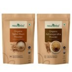 Neuherbs Organic Safed Musli + Ashwagandha Powder (200g) | Herbal Combo For Strength & Stamina Booster, Support for Stress, Mental Calmness & Anxiety Issues - Fast UK Delivery