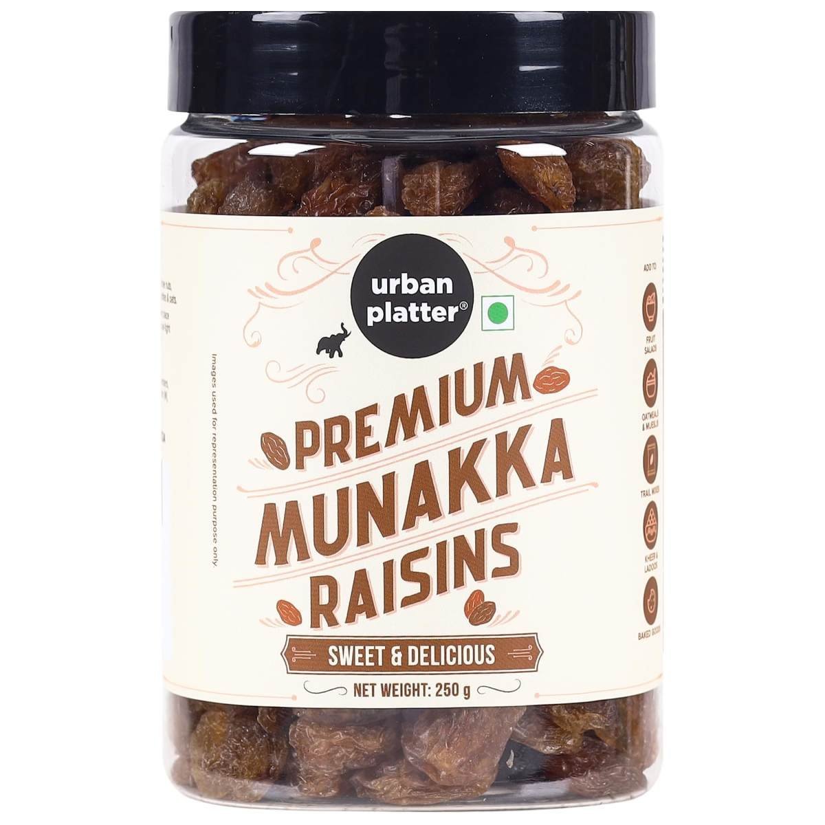 uk71CVBZmhnZL-1.jpg Urban Platter Premium Munakka Raisins, 250g (Garnish or Add to Fruit Salads, Oatmeals, Mueslis, Trail Mixes, Ice Creams, Baked Goods, Kheer & Ladoos) - Fast UK Delivery - Image 1