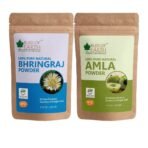 Bliss of Earth 100gm Bhringraj Powder Orgnaic Herbal Edible & 100% Pure Natural AMLA Powder 100GM Indian Gooseberry Great For Hair Conditioning - Fast UK Delivery