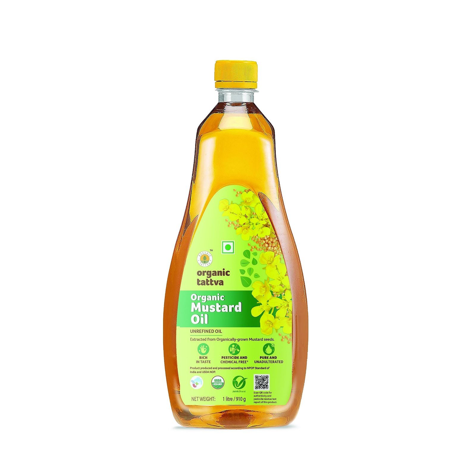 uk71GnS7JbjBL-1.jpg Organic Tattva, Organic Unrefined Mustard/Sarso Cooking Oil (1L) - Fast UK Delivery - Image 1