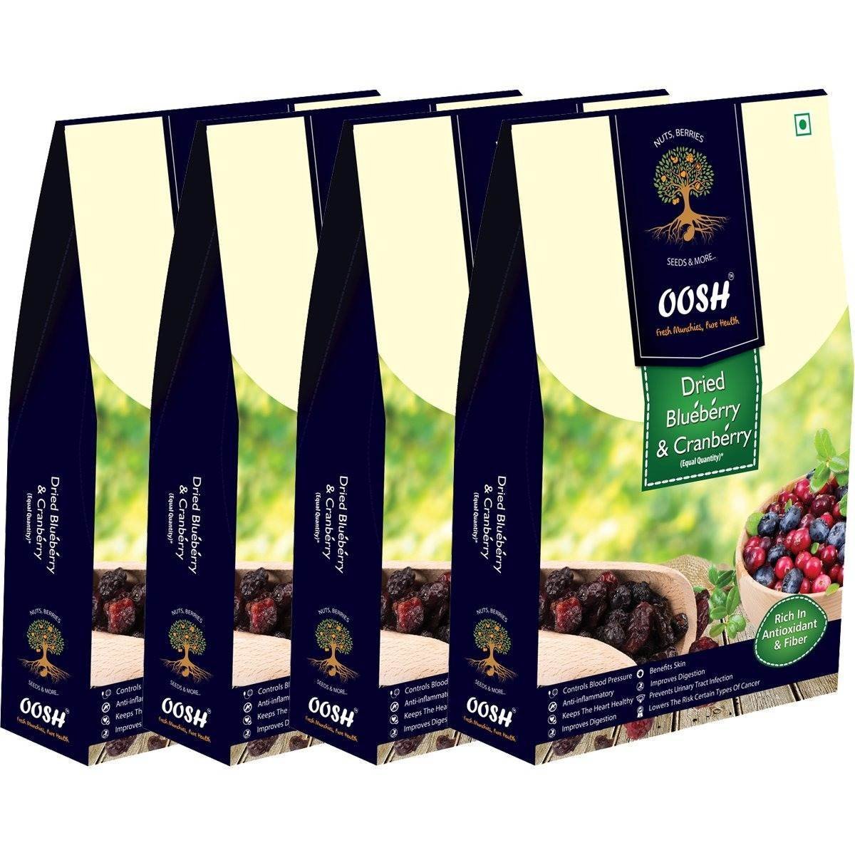 uk71H04iMDBdL-1.jpg OOSH Dried Whole Blueberry Cranberry Mix, 4 x 200 g - Fast UK Delivery - Image 1