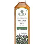 Jivika Cold Pressed Sesame Oil 1 Litre | Unrefined | Kolhu/Kacchi Ghani/Chekku | Natural | Chemical-Free | Cold Pressed Sesame Oil for Cooking | A1 Grade Sesame Seeds | Rich Aroma & Flavour - Fast Shipping to USA & Canada