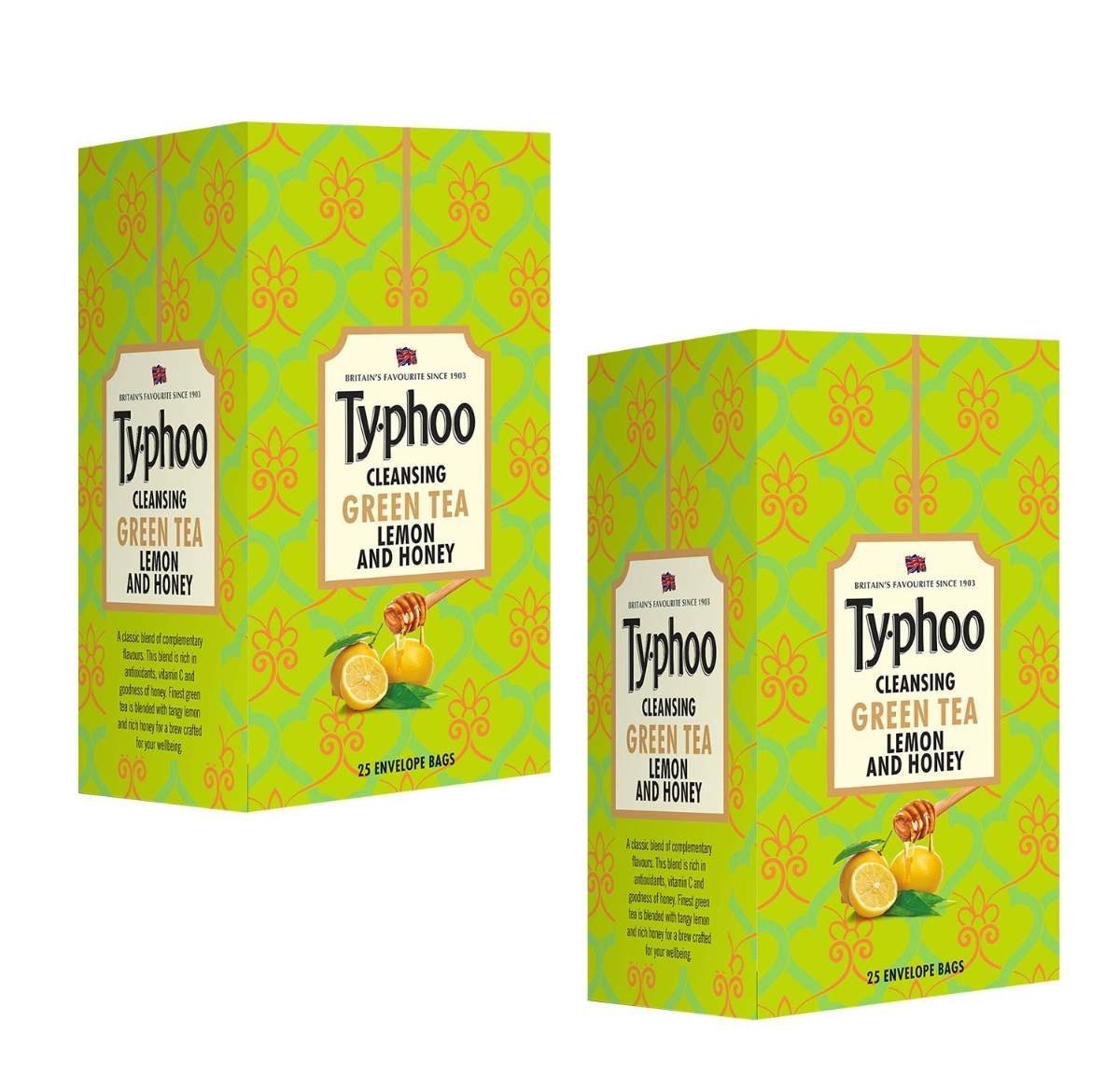 uk71JYxL0Jz7L-1.jpg Typhoo Green Tea Lemon & Honey - 25 Heat Sealed enveloped Tea Bags (Pack of 2) - Fast UK Delivery - Image 1