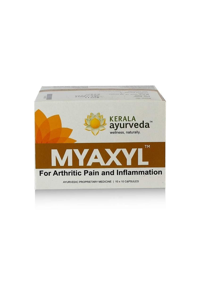 uk71JtASErlL-1.jpg KERALA Ayurveda Myaxyl Ayurvedic Pain Relief Capsules (100 tabs) | Powerful Dual Action Formula: Immediate & Long-Term Pain Relief from Joint, Muscle, & Back Pain, Sprains, Sports injuries | Aids Chronic Pain Relief - Fast UK Delivery - Image 1