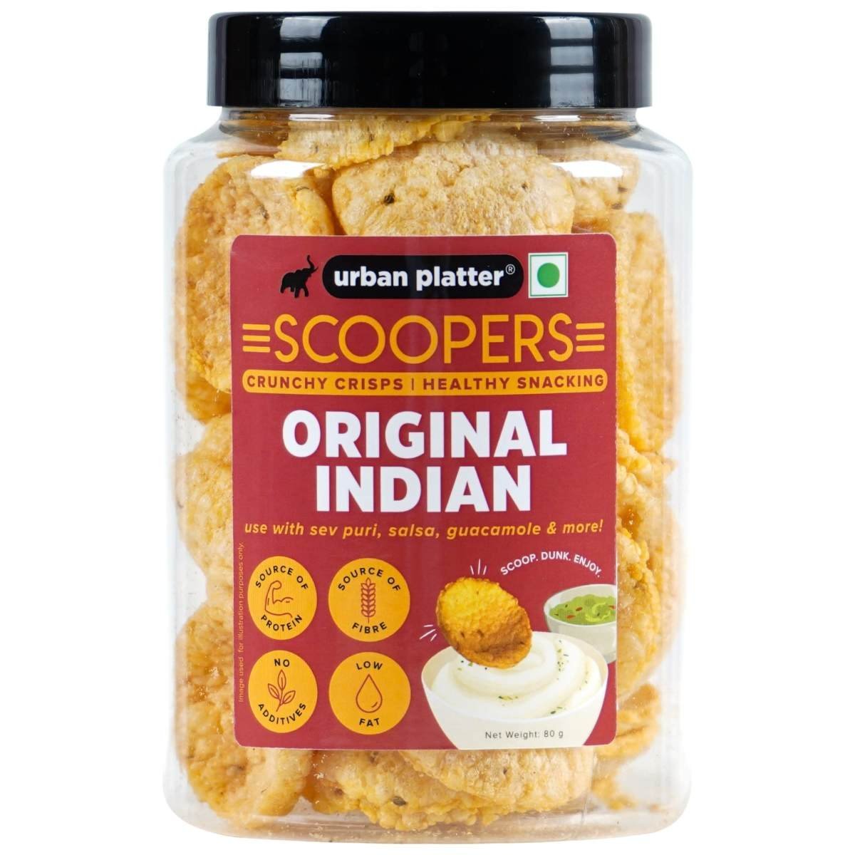 uk71LRe2RzUrL-1.jpg Urban Platter Scoopers Original Indian, 80g (Crunchy Crisps Made with Popped Corn for Gluten-Free Snacking) - Fast UK Delivery - Image 1