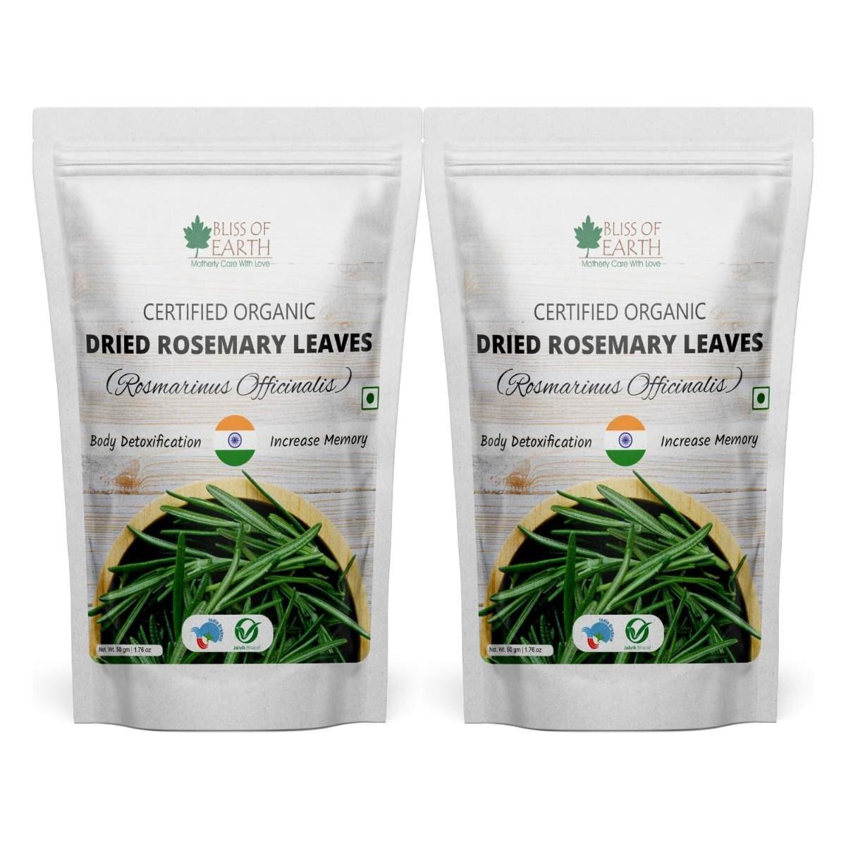 uk71N3JFRTqTL-1.jpg Bliss of Earth Dried Rosemary Leaves Certified Organic Great for Tea, Cooking, Hair & Memory 2x50GM - Fast UK Delivery - Image 1