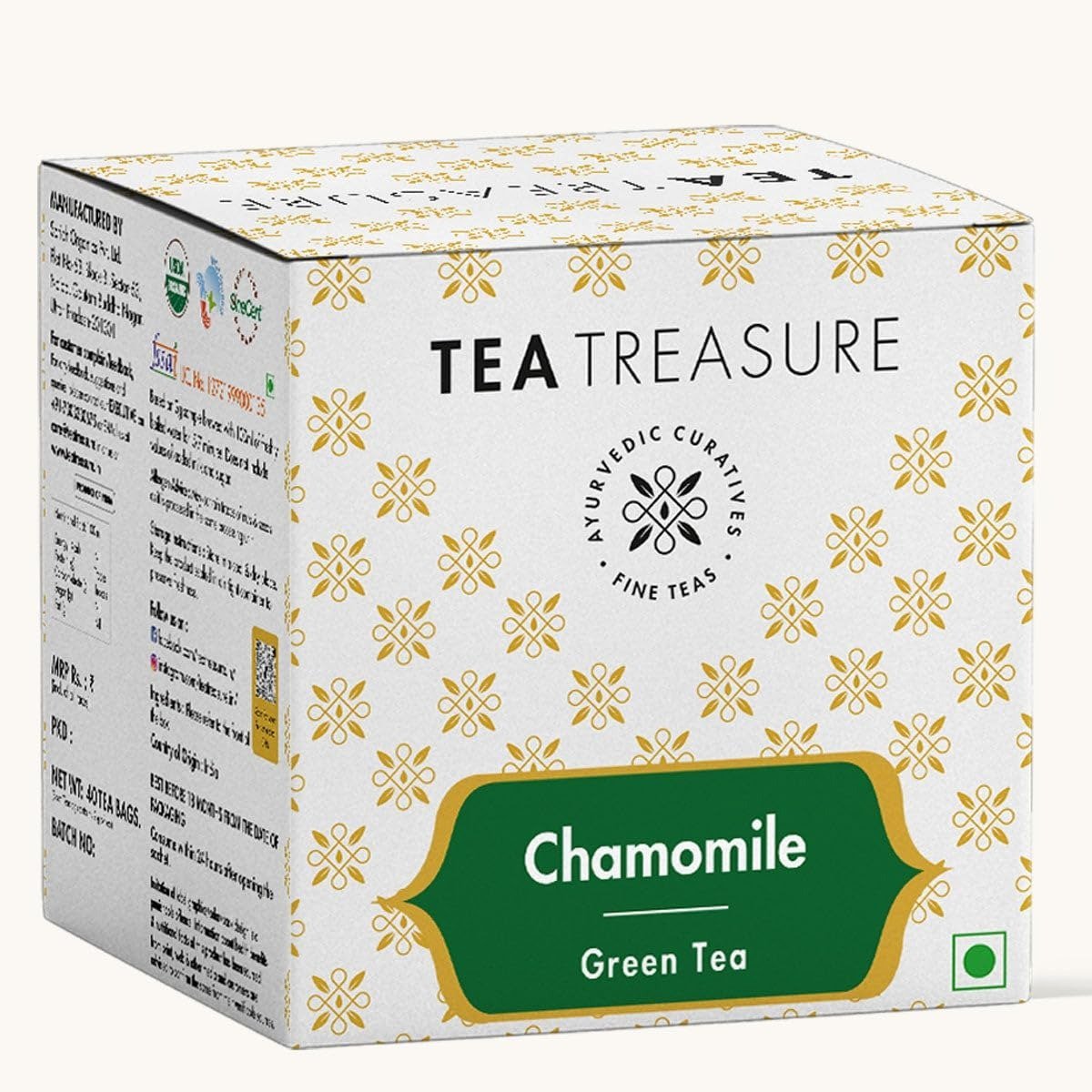 uk71N642Q8KL-1.jpg Tea Treasure Chamomile Green Tea Bags | Chamomile Green Tea | Helps to Relax | Reduces Insomnia | Lowers Cholesterol | Stress Relief | Good Sleep (10 Pyramid Tea Bags) - Fast UK Delivery - Image 1