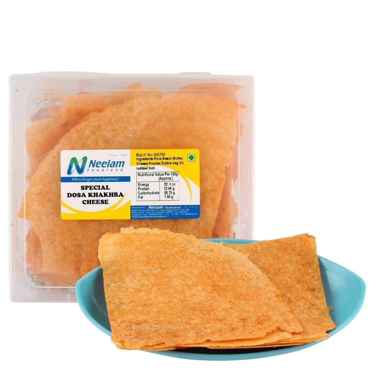 uk71O-X7KvZdL-1.jpg Neelam Foodland Cheese Dosa Khakhra 20PC - Fast UK Delivery - Image 1