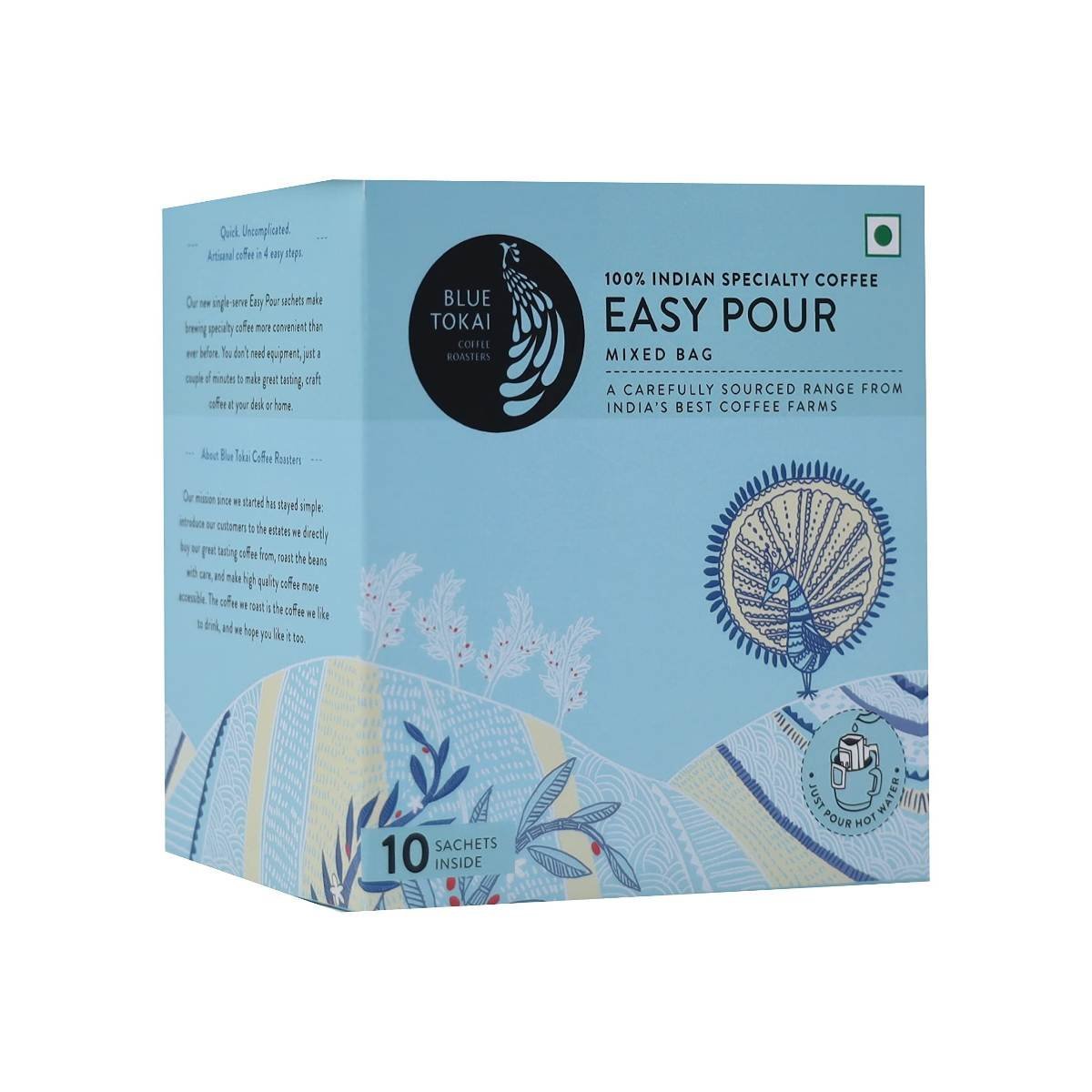 uk71O9F3-zg3L-1.jpg Blue Tokai Coffee Roasters Coffee Easy Pour Over Coffee Drip Bags Assorted Light To Dark Roast|Pack Of 10 Sachets|Carry Anywhere |100% Arabica Specialty Coffee,Ground - Fast UK Delivery - Image 1