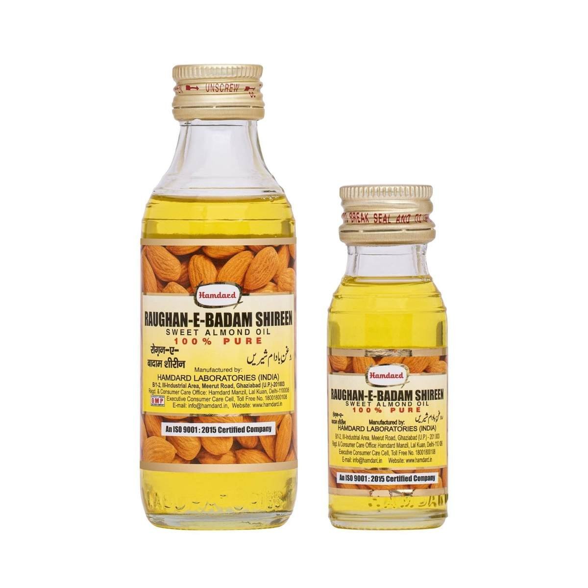 uk71P3lNwhYDL-1.jpg Hamdard Raughan-e-Badam Shireen Combo | 100 ML + 25 ML | All-natural Herbal Remedy | Unani Formulation | Helps Ease Constipation | Nourishes Skin and Strengthens Muscles and Bones - Pack of 1 - Fast UK Delivery - Image 1