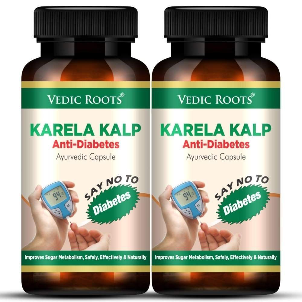 uk71PHNC-VXXL.jpg Vedic Roots Ayurvedic Karela Kalp Capsule | Sugar Guard Madhumeh Nashak Karela Jamun Neem Jamunbeel Gudmar Capsule for Manage Sugar Metabolism - 120 Capsules - Fast UK Delivery - Image 1