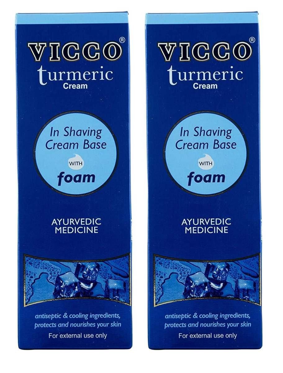uk71PRX3p6pvL-1.jpg VICCO Turmeric Shaving Cream And Foam(Pack Of 2),300 Grams - Image 1