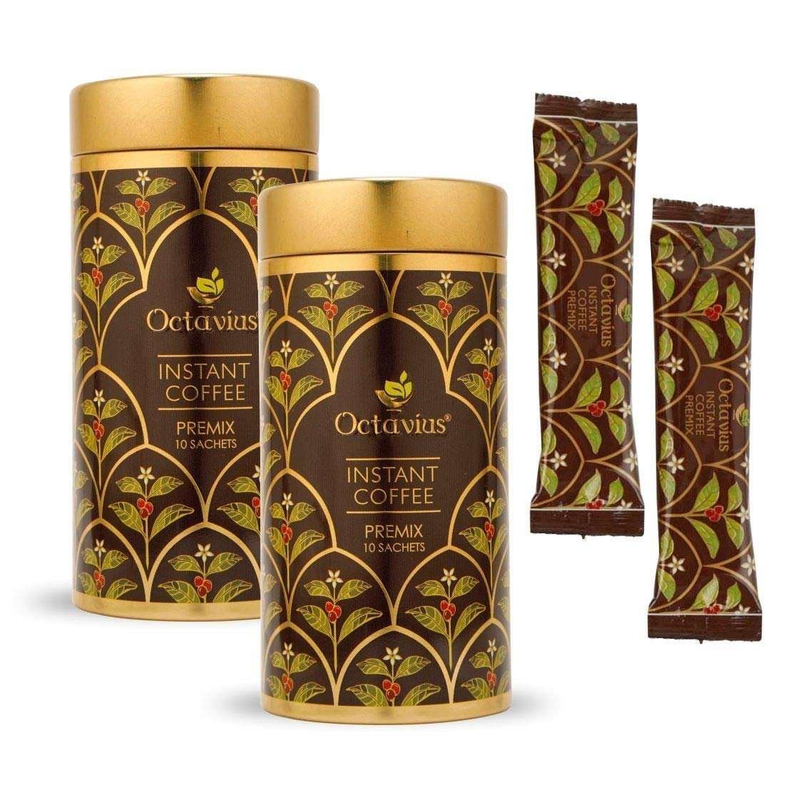 uk71Q5CQNp0eL-1.jpg Octavius | Instant Coffee Premix in Tin -10 Sachets (Pack of 2) | Coffee Sachets | Hot & Cold Coffee | Instant Cappuccino Coffee | Premix Readymade Mix Pouch | (15 Gm X 20 Single Serve Sachets) - Fast UK Delivery - Image 1