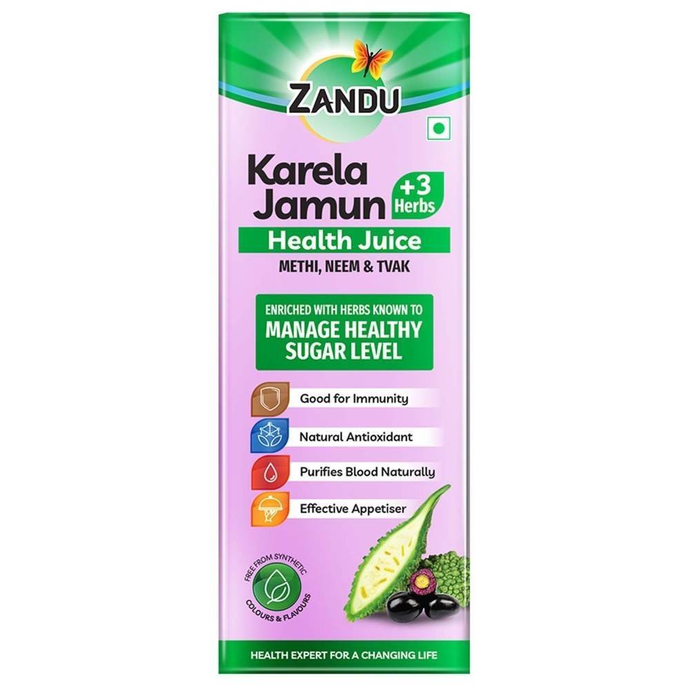 uk71R7W78xCqL-1.jpg Zandu Karela Jamun Juice 1L, Controls Blood Sugar, Diabetes Care, with 3 added Herbs Methi, Neem and Tvak, No Added Sugar or Flavours - Fast UK Delivery - Image 1