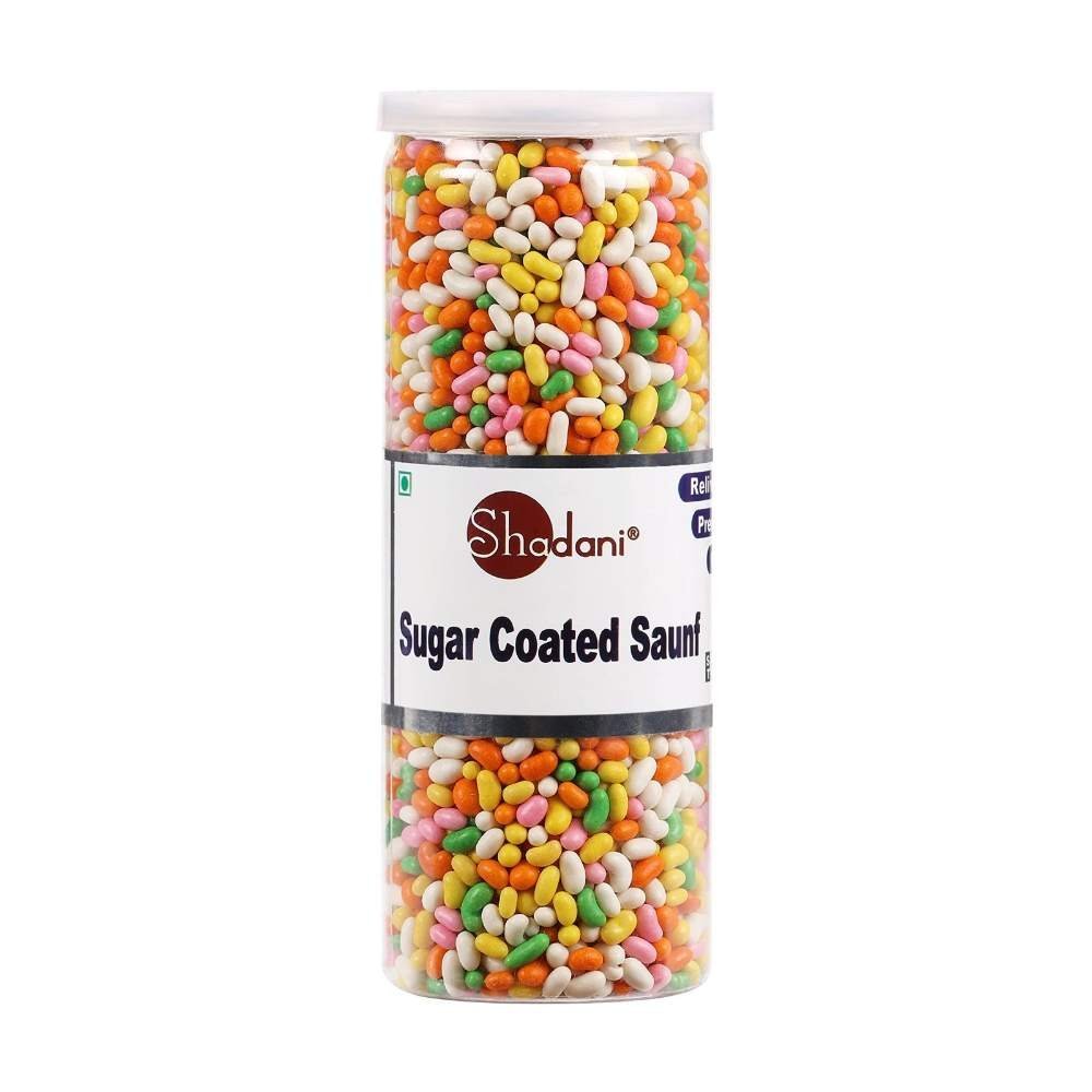 uk71RFkxtpRkL.jpg Shadani Sugar Coated Saunf Can 270g - Fast UK Delivery - Image 1