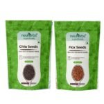Neuherbs Chia & Flax Seeds Combo for Healthy digestion, Weight management, Healthy skin & hair- (Chia seed 200g + Flax seeds 400g) - Fast UK Delivery